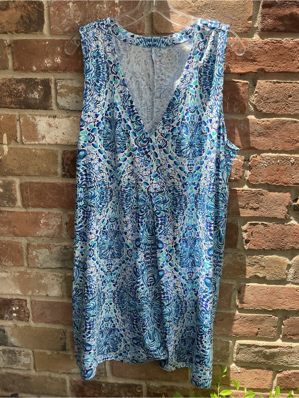 Lilly Pulitzer Blue and Turquoise Floral-Print Tunic XL
